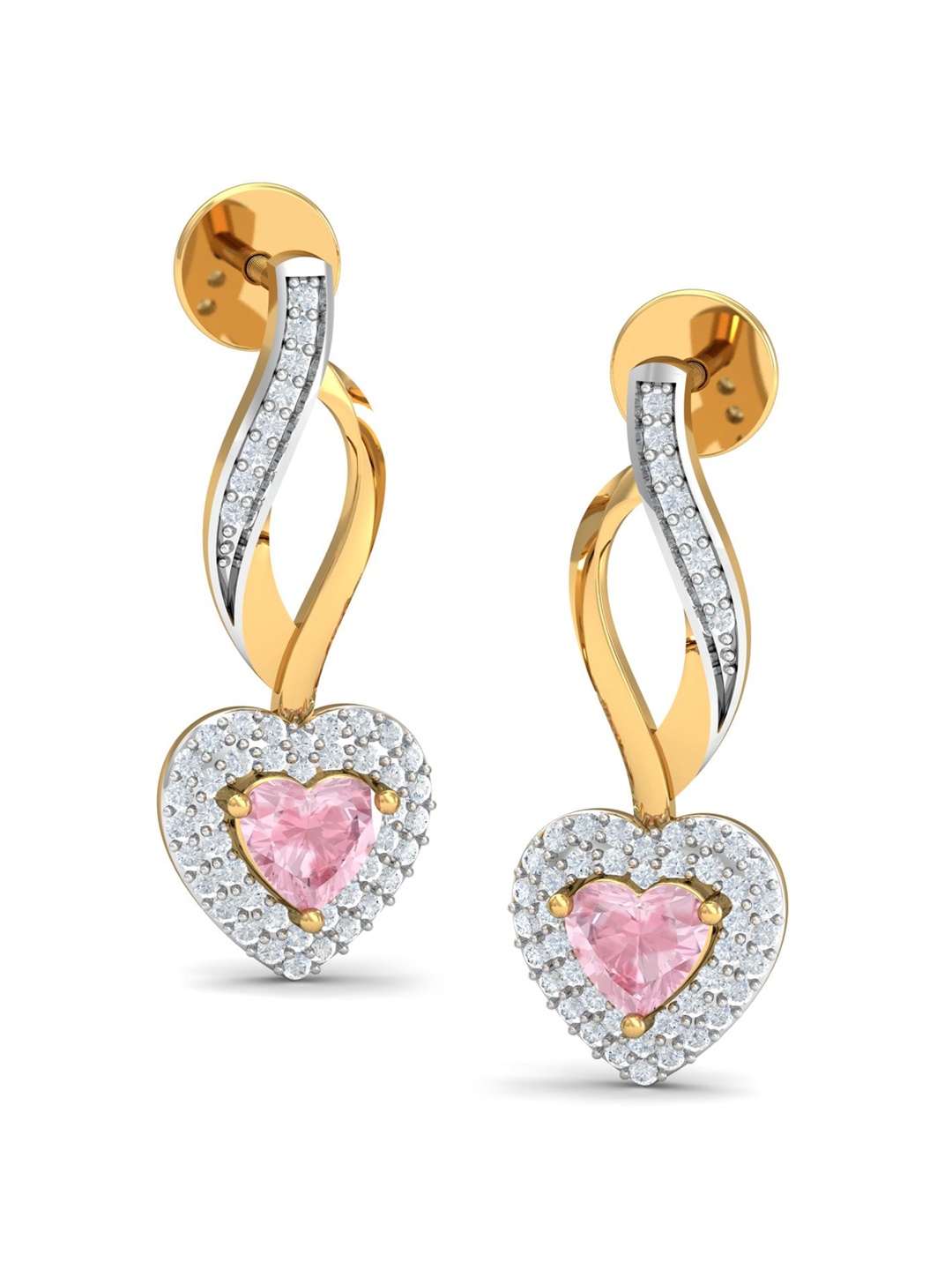 

KUBERBOX Rose 18KT Gold Diamond Quartz Studded Earrings-2.95gm
