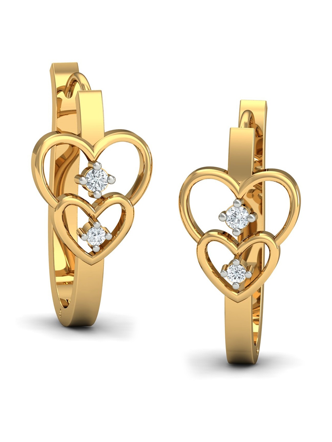 

KUBERBOX First Love 18KT Gold Diamond Studded Hoop Earrings-3.06gm