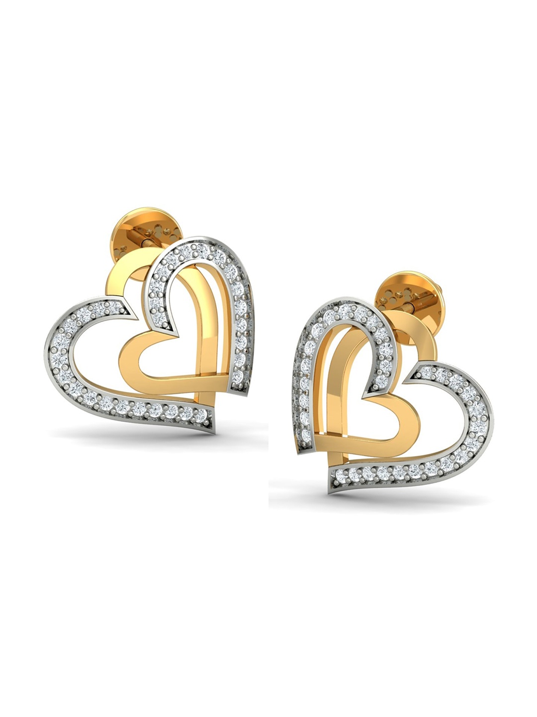 

KUBERBOX Nancy Heart 18KT Gold Diamond-Studded Stud Earrings - 3.24gm