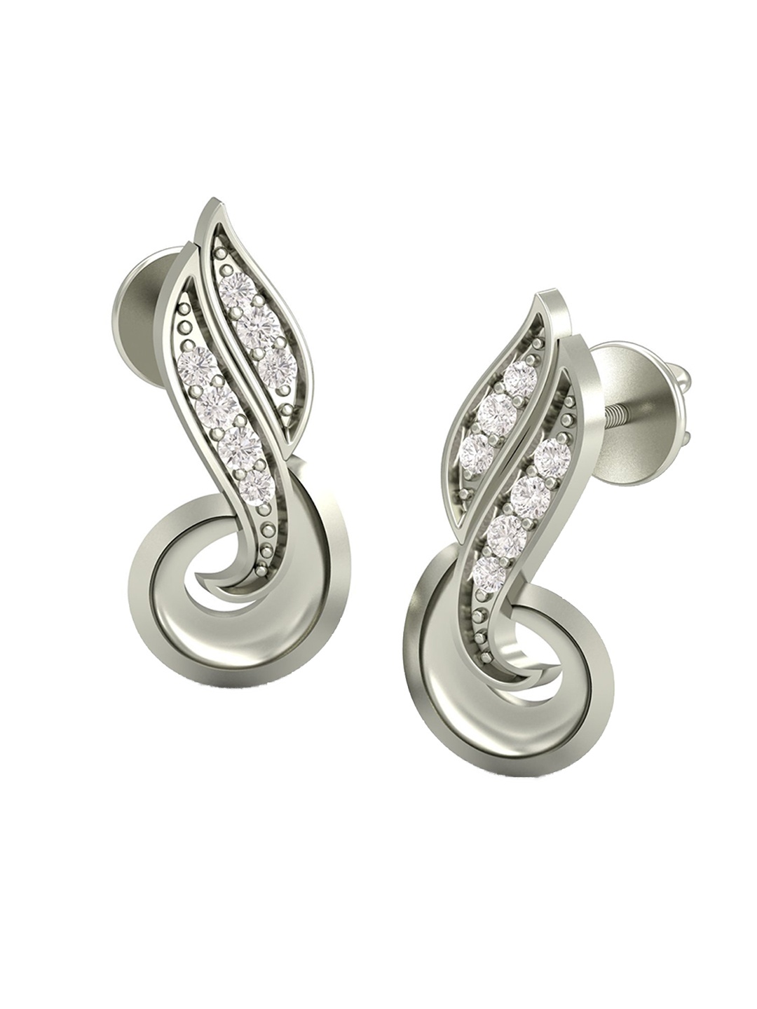 

KUBERBOX Princess Demand 18KT White Gold Diamond Studded Earrings - 1.93 gm, Silver