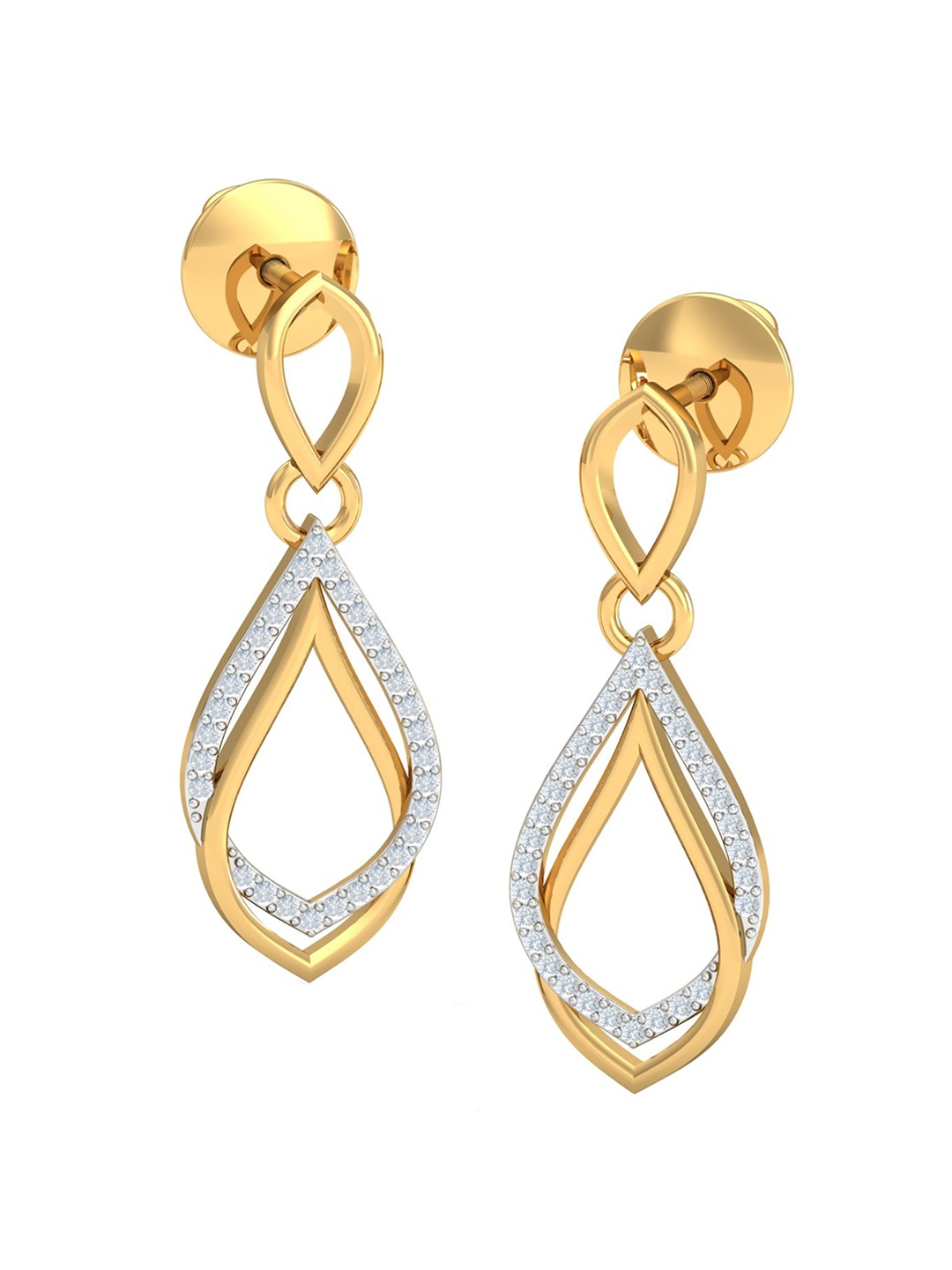 

KUBERBOX Jazzy 18KT Gold Diamond Studded Earrings-2.97gm