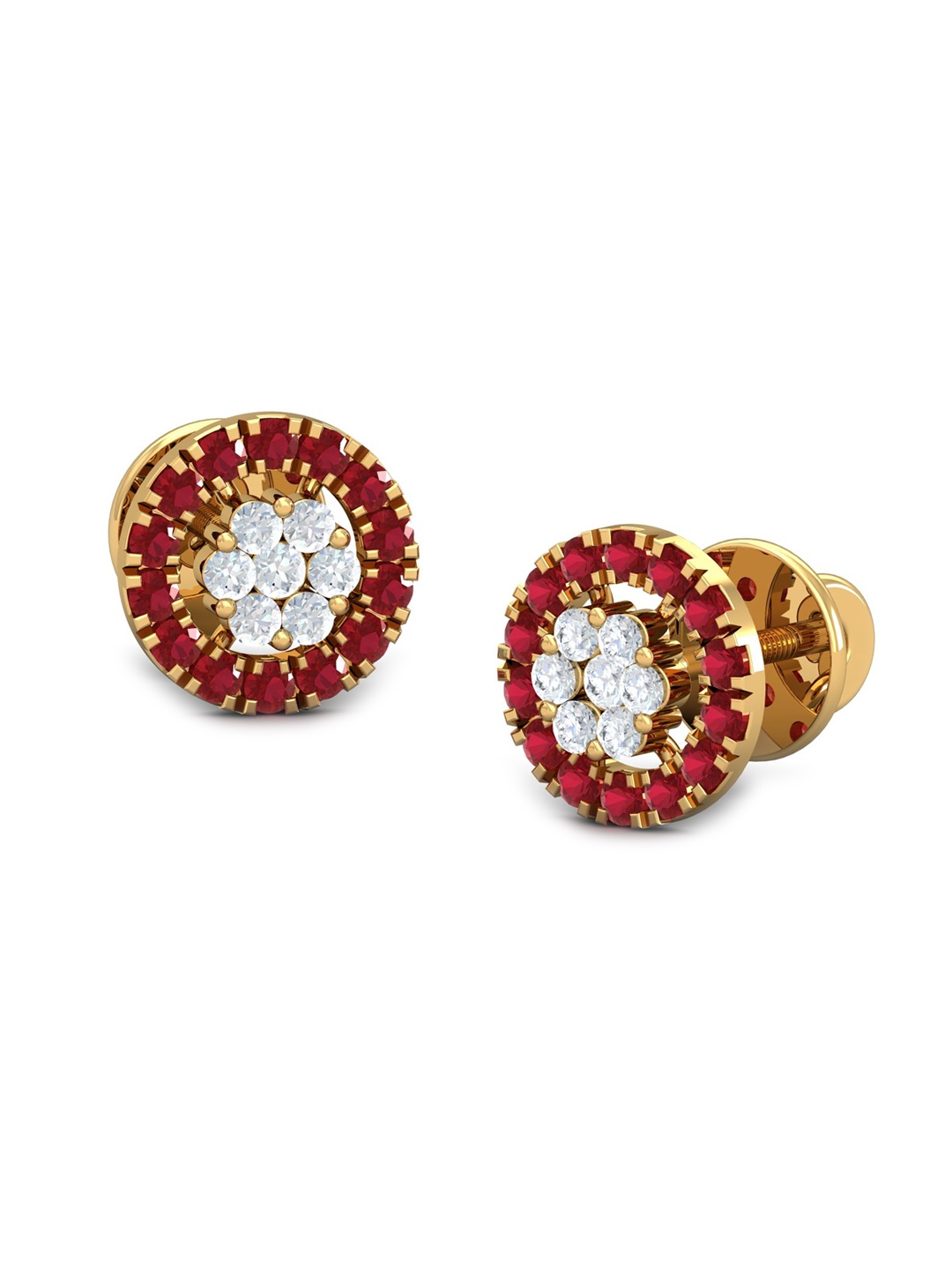 

KUBERBOX Le Fte 18KT Gold Diamond Ruby Studded Earrings-2.8gm