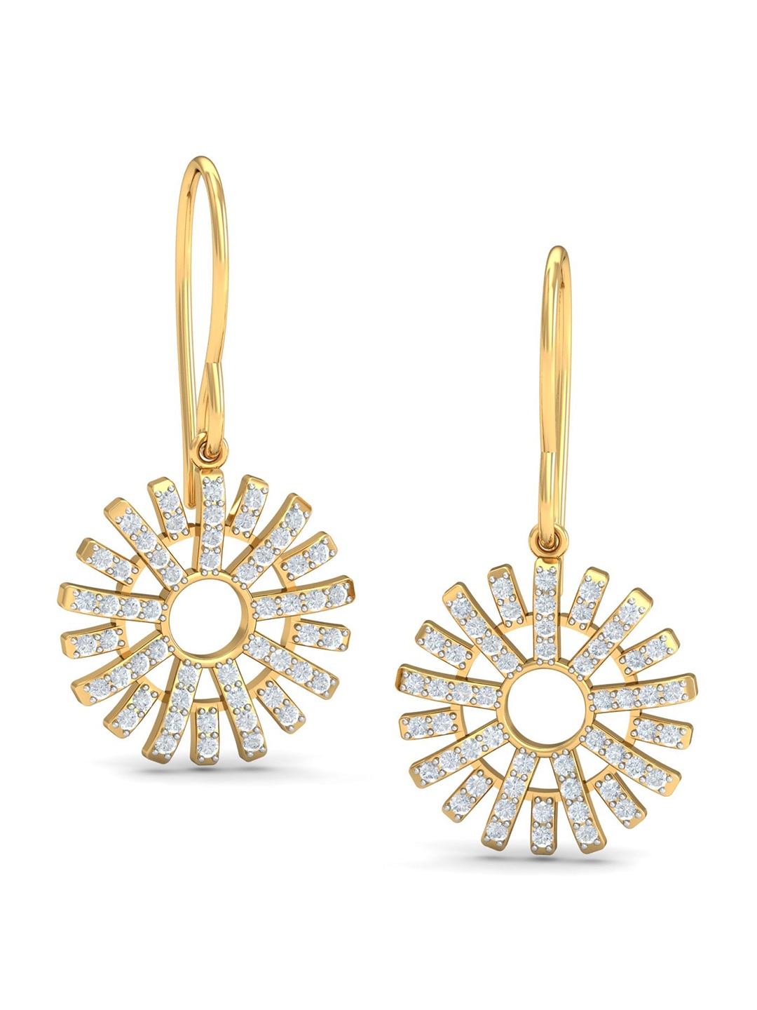 

KUBERBOX Circulo 18KT Gold Diamond-Studded Hook Earrings - 3.78 gm