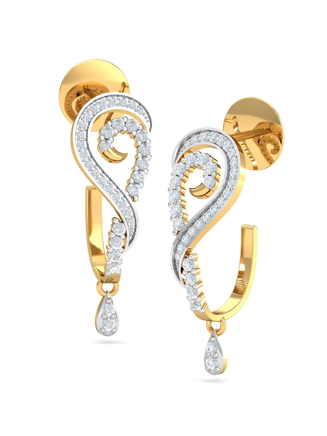 

KUBERBOX 18KT Gold Diamond-Studded Drop Earrings- 3.78 gm
