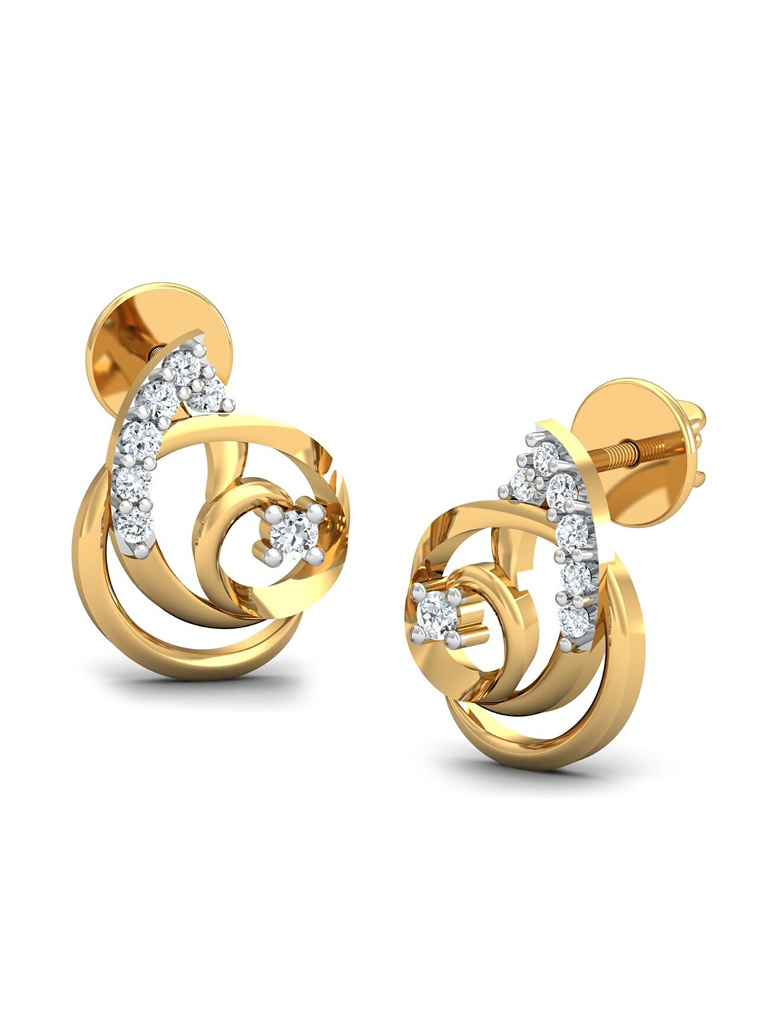 

KUBERBOX Magusot 18KT Gold Diamond Studded Stud Earrings-2.64gm