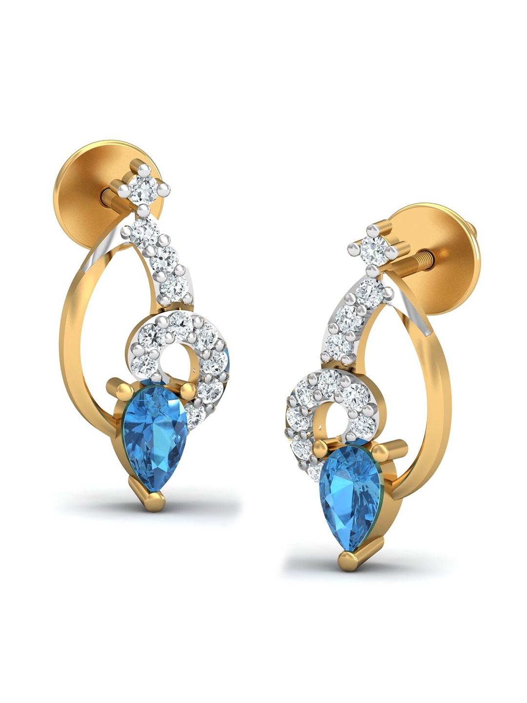 

KUBERBOX Imperial 18KT Gold Diamond Topaz Studded Stud Earrings-2.72gm