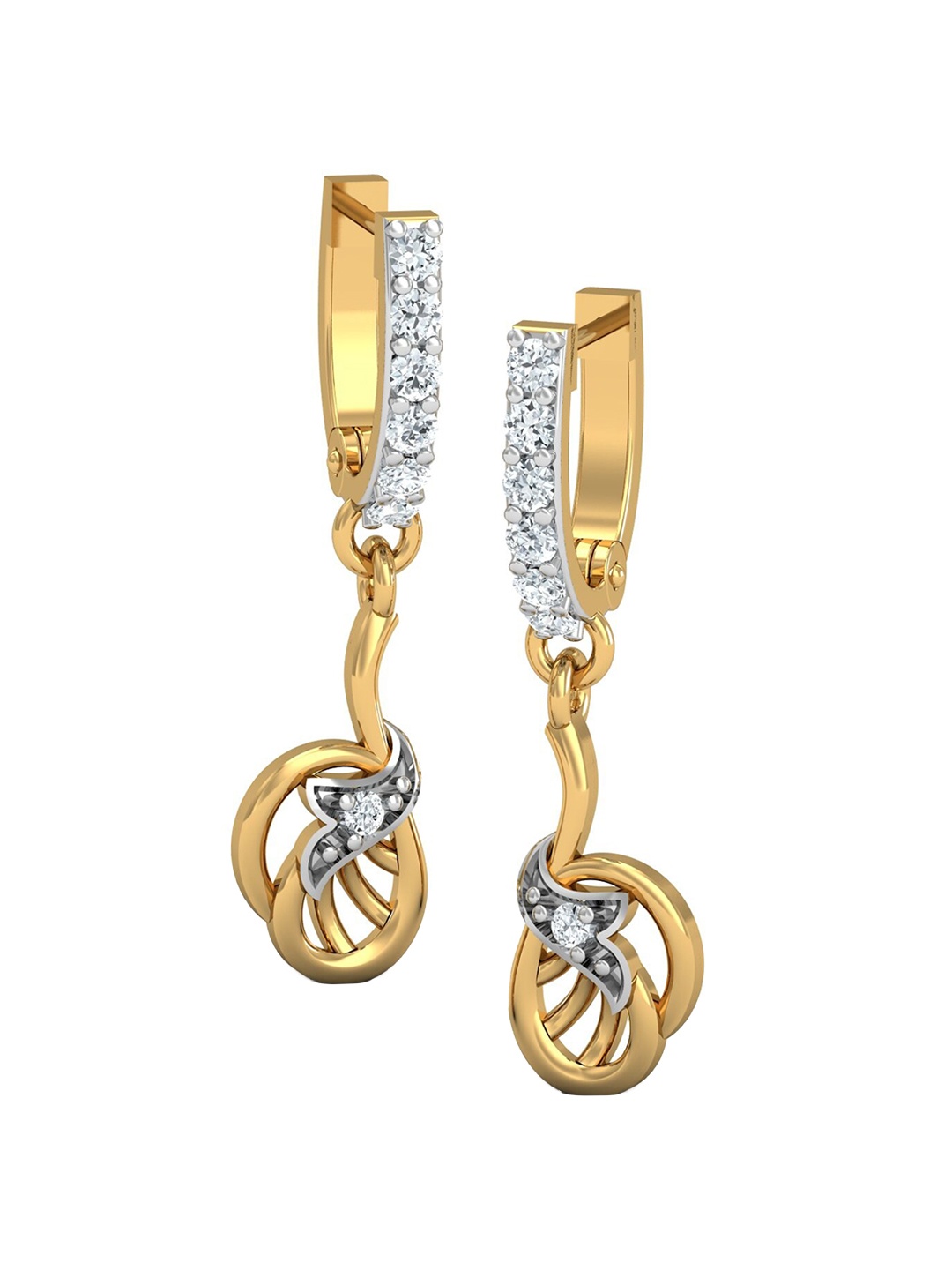 

KUBERBOX Enticing 18KT Gold Diamond Studded Hoop Earrings-2.84gm