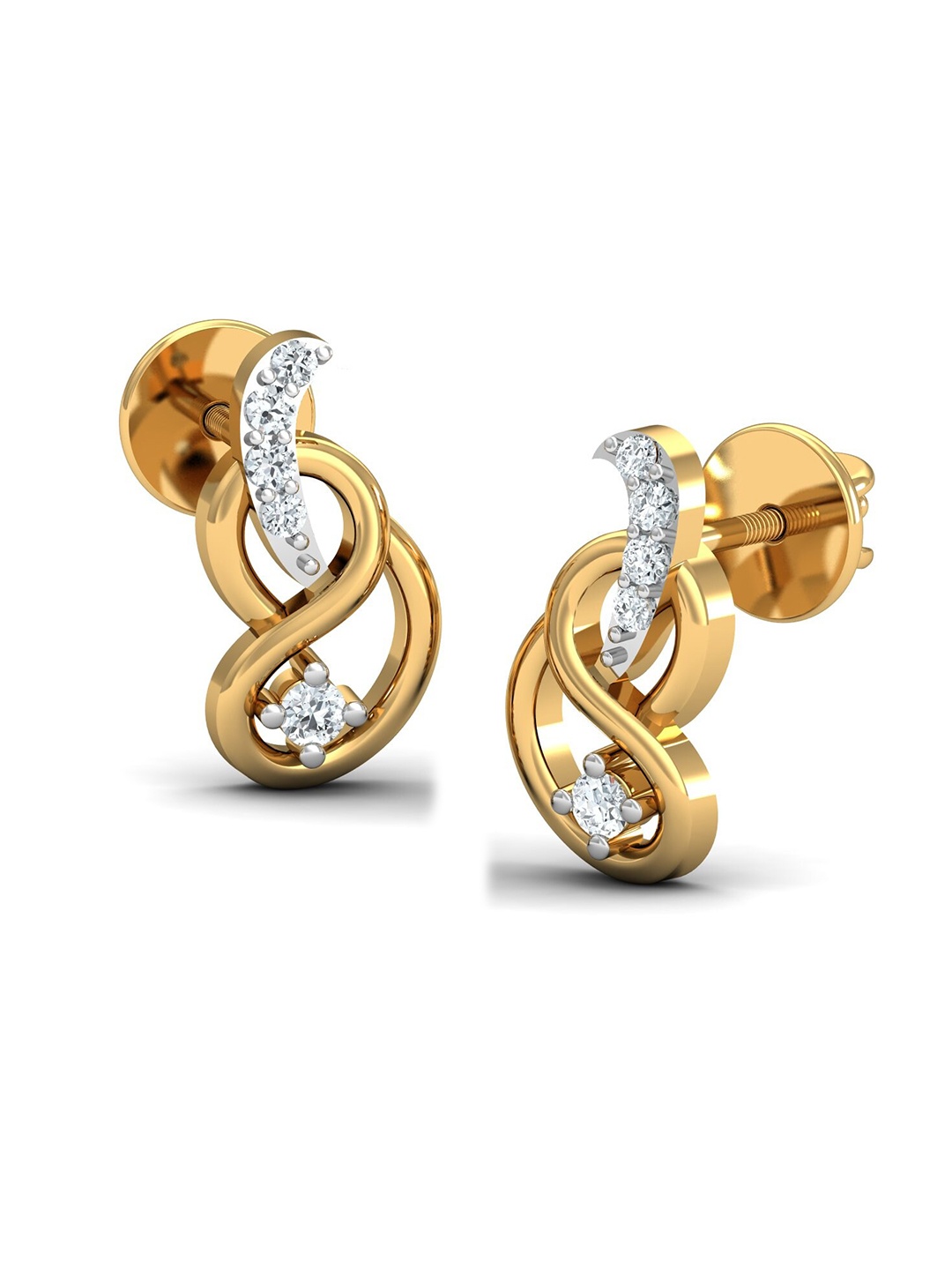 

KUBERBOX Confined Aura 18KT Gold Diamond Studded Earring-2.3gm