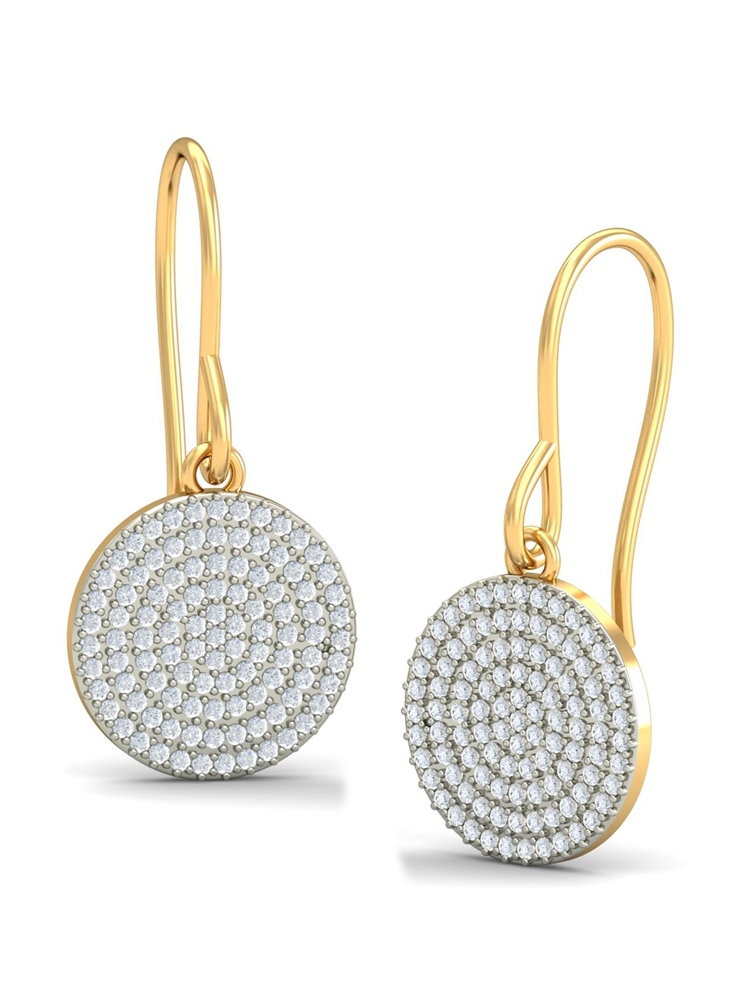 

KUBERBOX Opulent Desire 18KT Gold Diamond Studded Drop Earrings-4.32gm