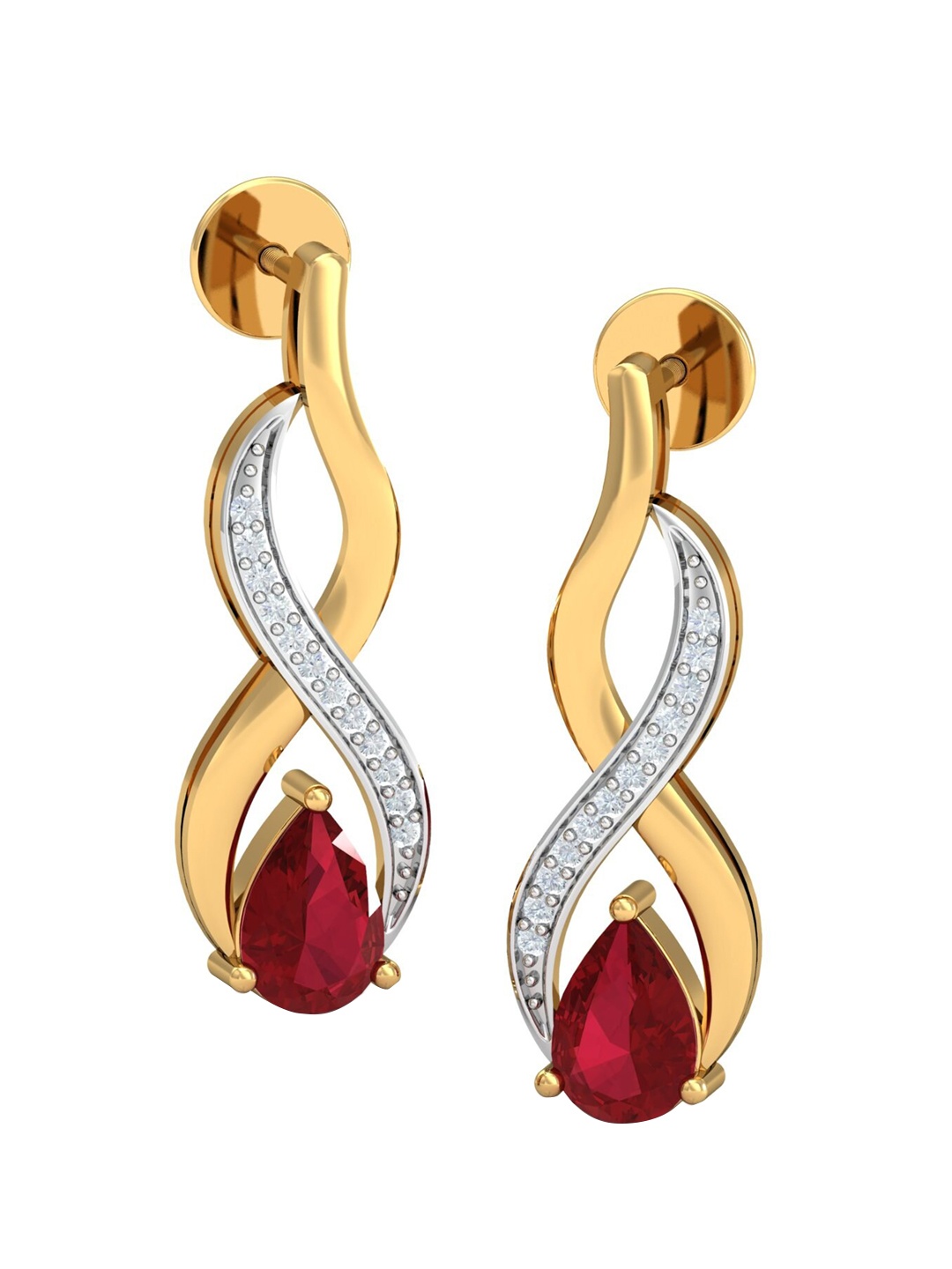 

KUBERBOX Donaire 18KT Gold Diamond-Studded & Ruby Earrings-4.18gm