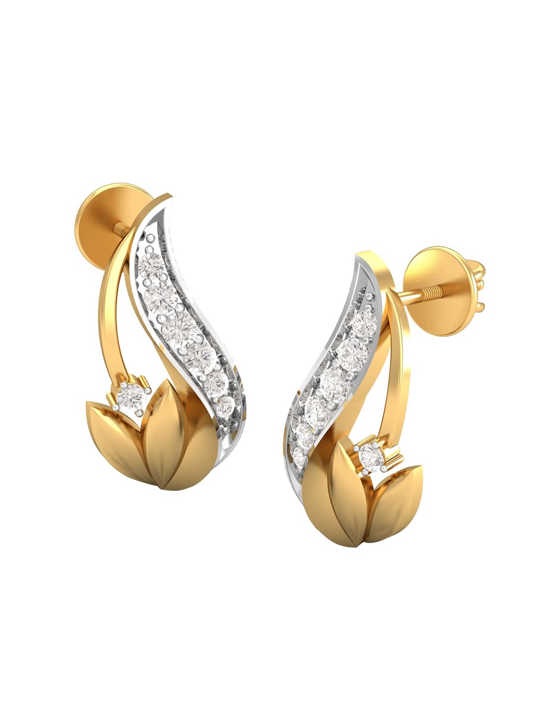 

KUBERBOX Royal Swan 18KT Gold Diamond-Studded Earrings-2.28gm