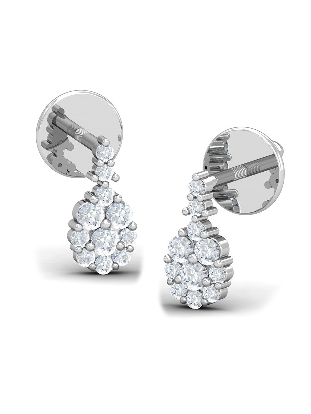 

KUBERBOX Eklavye 18Kt White Gold Diamond-Studded Earrings - 2.7g, Silver