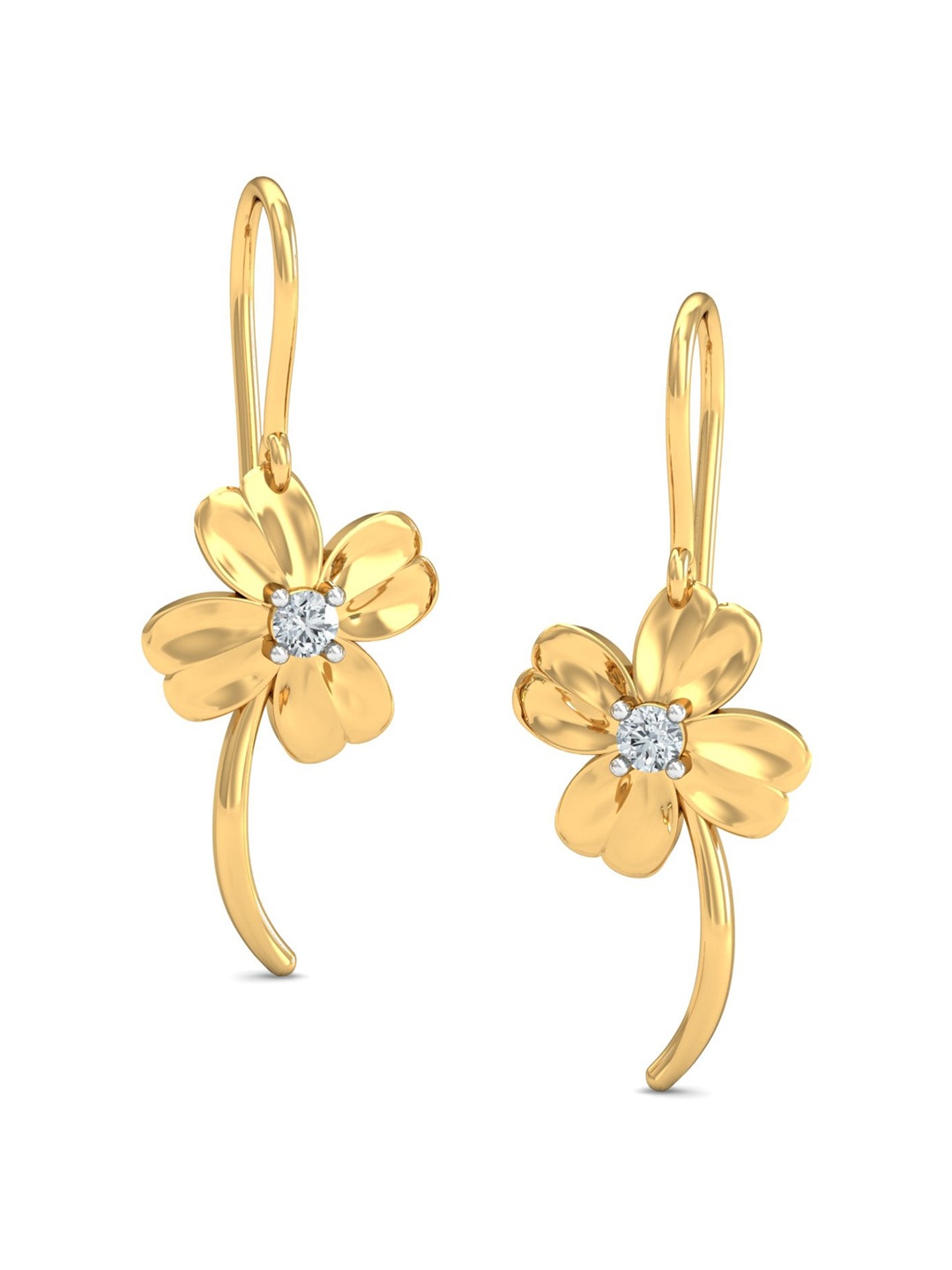 

KUBERBOX Solitario Bloom 18KT Gold Diamond Studded Earrings-1.4gm