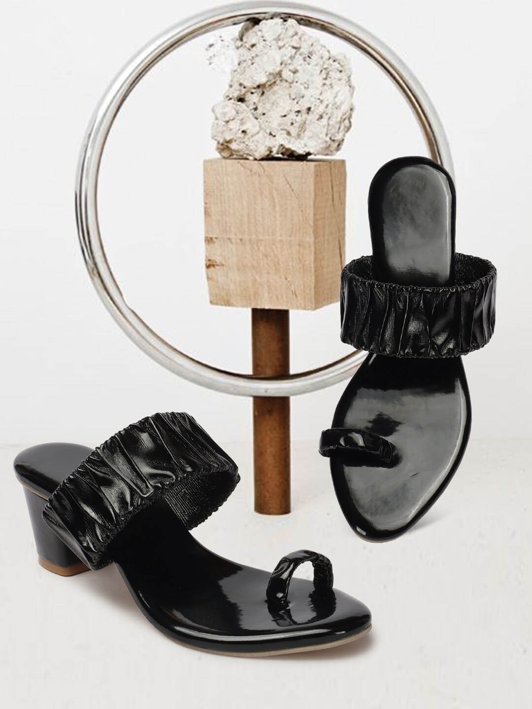 

OPHELIA One Toe Block Heels, Black