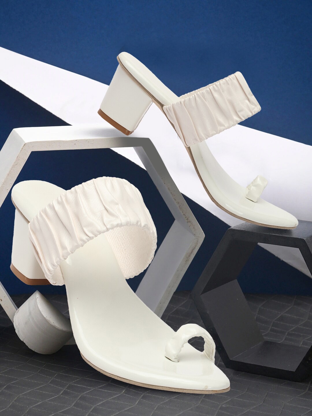 

OPHELIA One Toe Block Heels, White