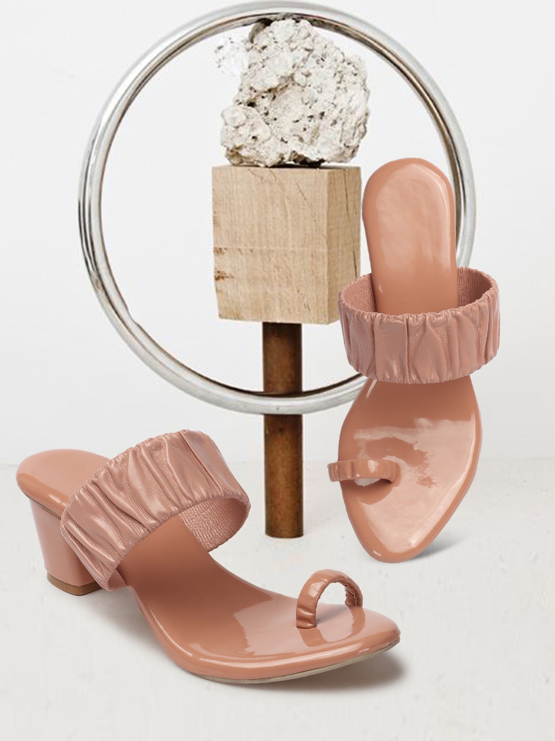 

OPHELIA One Toe Block Heels, Pink