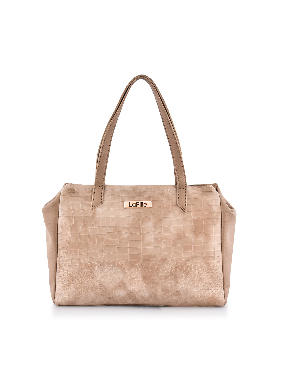 

LaFille Textured Structured Shoulder Bag, Beige