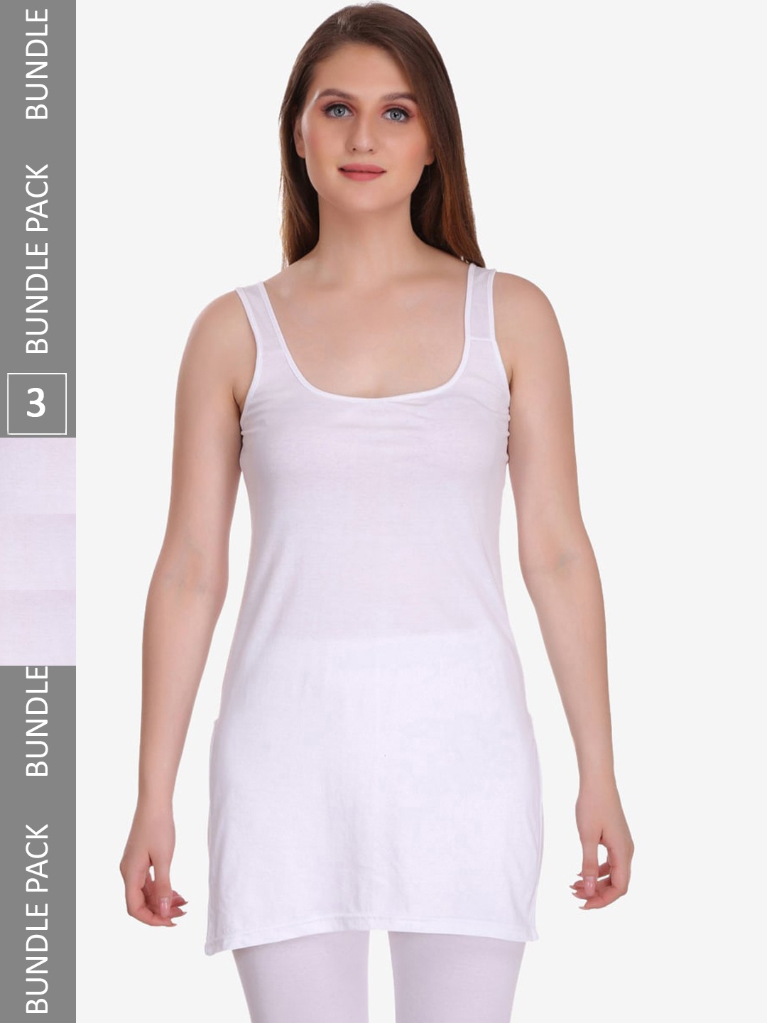 

College Girl Pack Of 3 Cotton Longline Camisoles, White