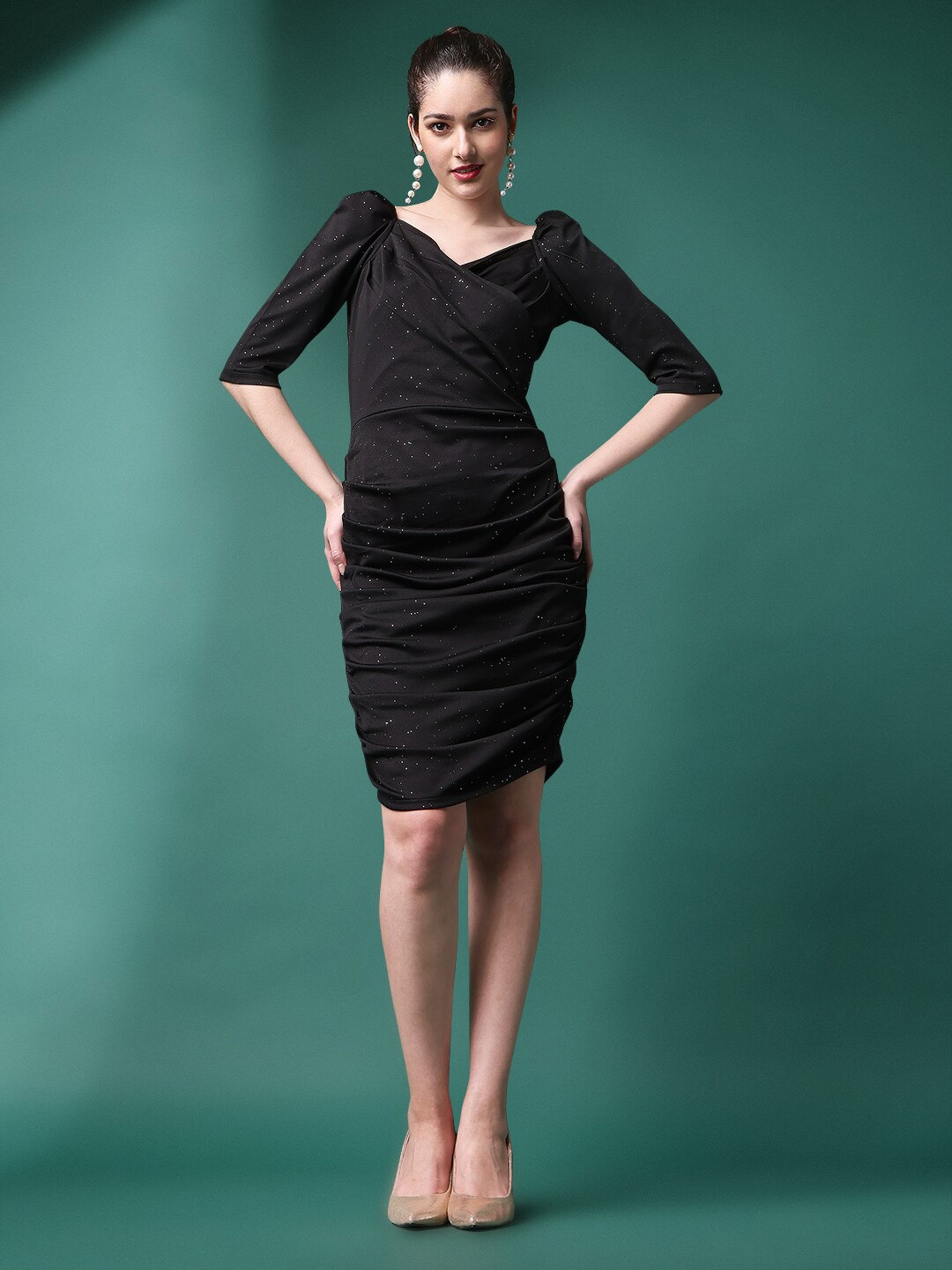 

Ekta Textiles Cowl Neck Sheath Dress, Black