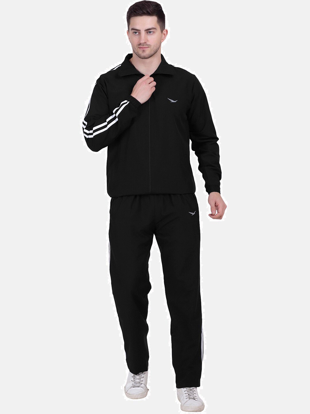 

HiFlyers Side Panel Striped Details Tracksuit, Black