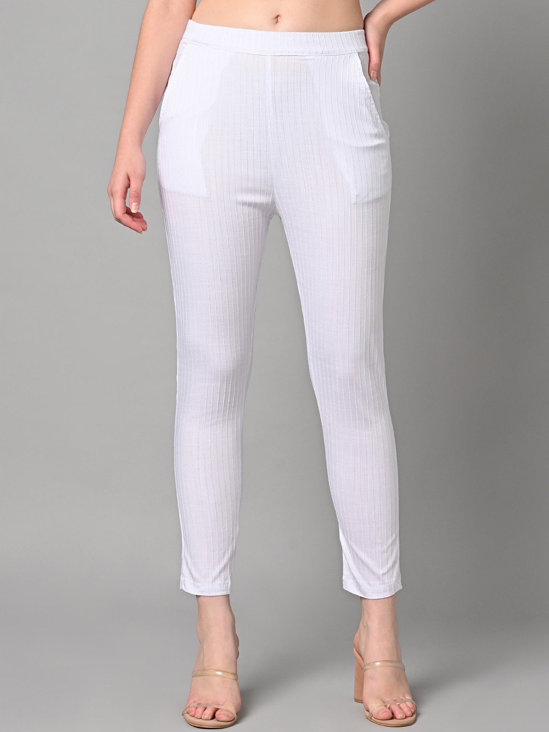

Vastraa Fusion Women Skinny Fit Cigarette Trousers, White