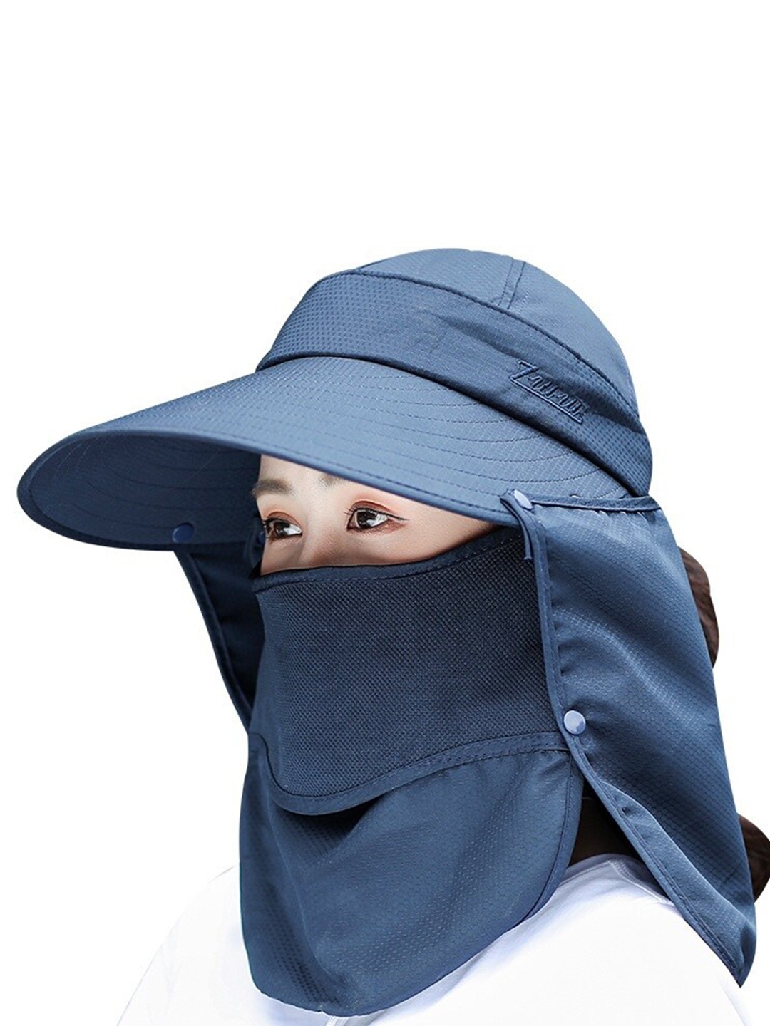 

Alexvyan Women Visor Detachable Neck Face Flap UV Protection Cap, Blue