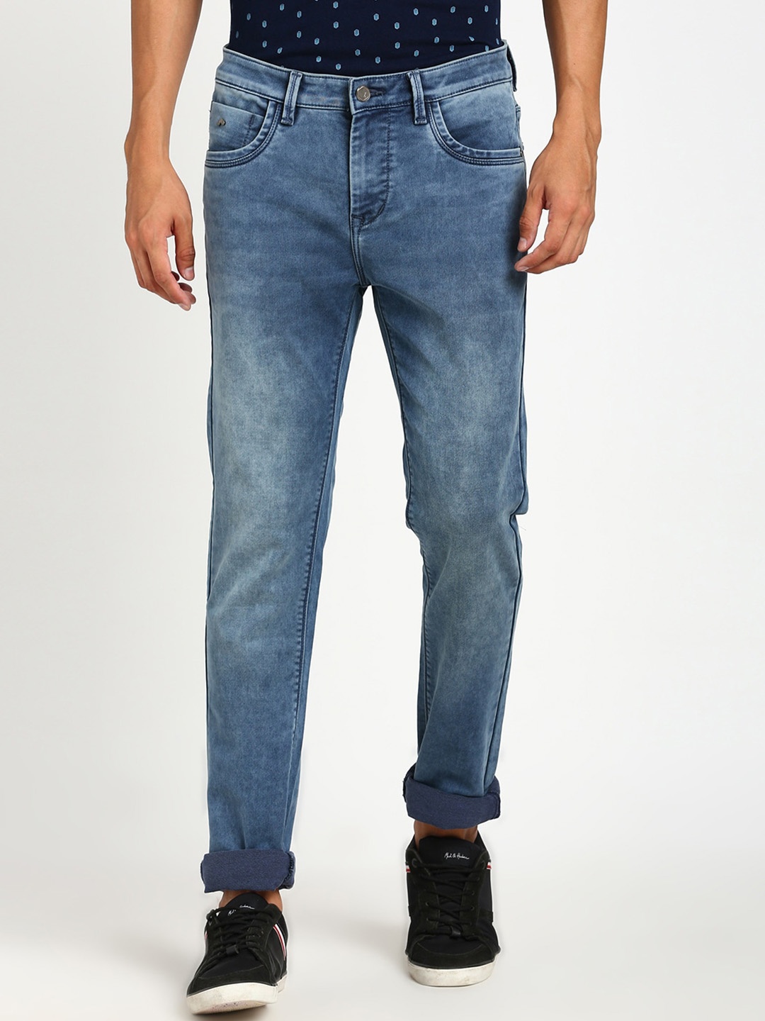 

Turtle Men Narrow Tapered Fit Heavy Fade Stretchable Jeans, Blue