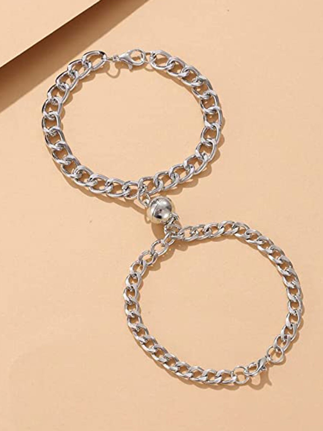 

MEENAZ Unisex Set Of 2 Silver-Plated Charm Bracelet