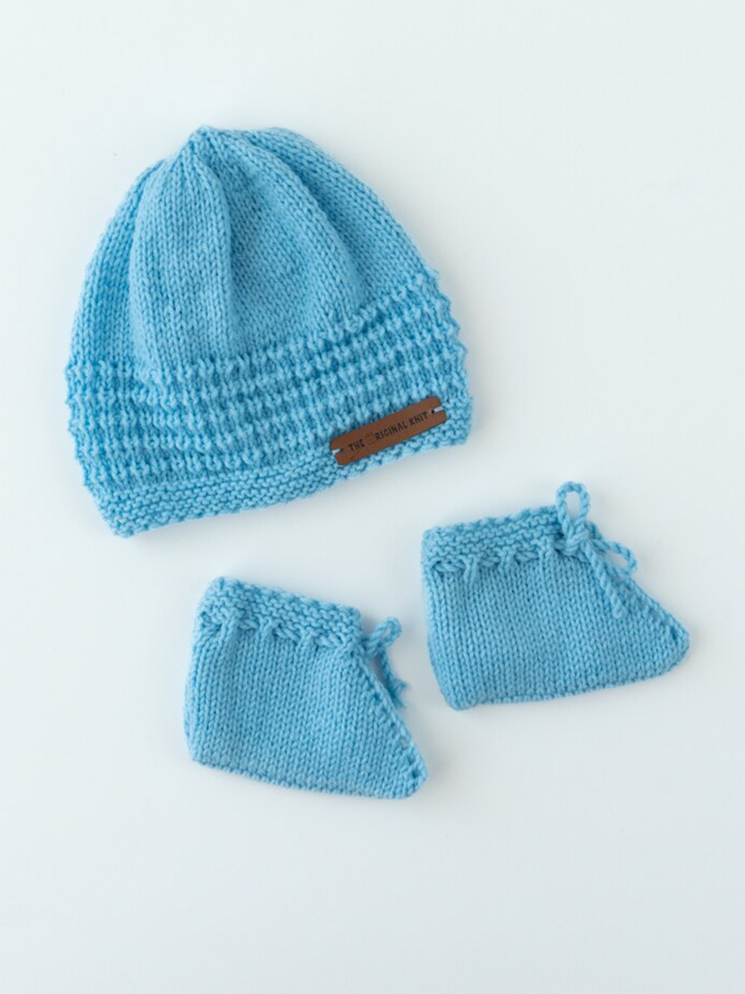 

The Original Knit Infant Kids Acrylic Beanie Cap With Socks, Blue
