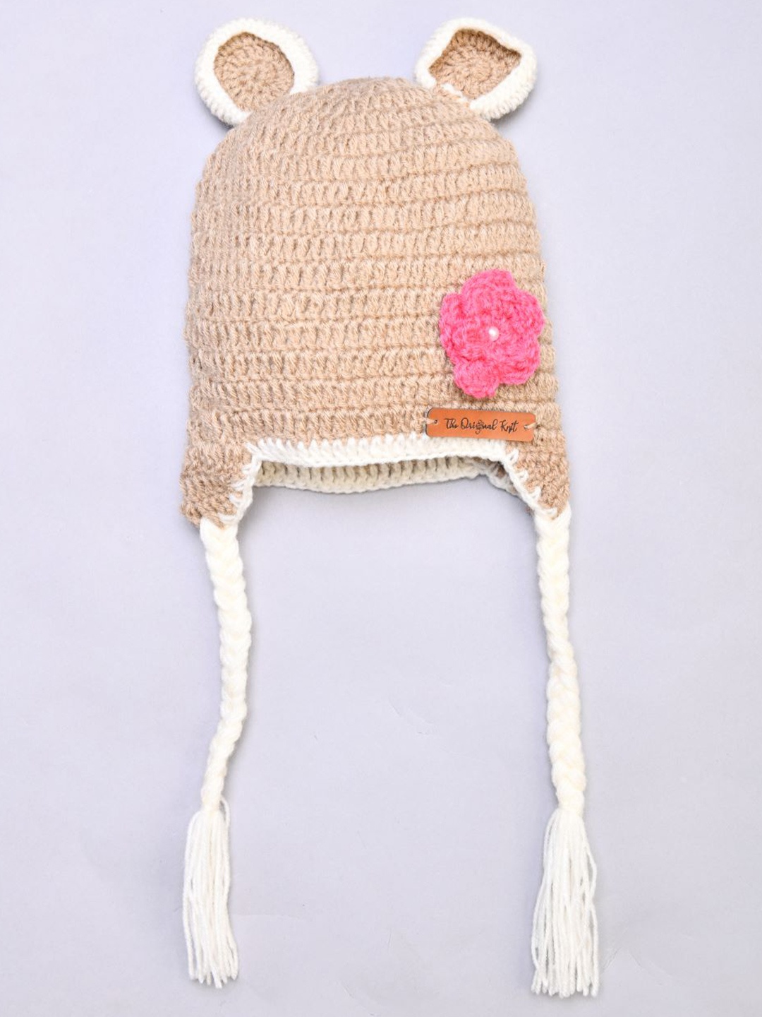 

The Original Knit Infant Girls Embroidered Acrylic Cap, Beige