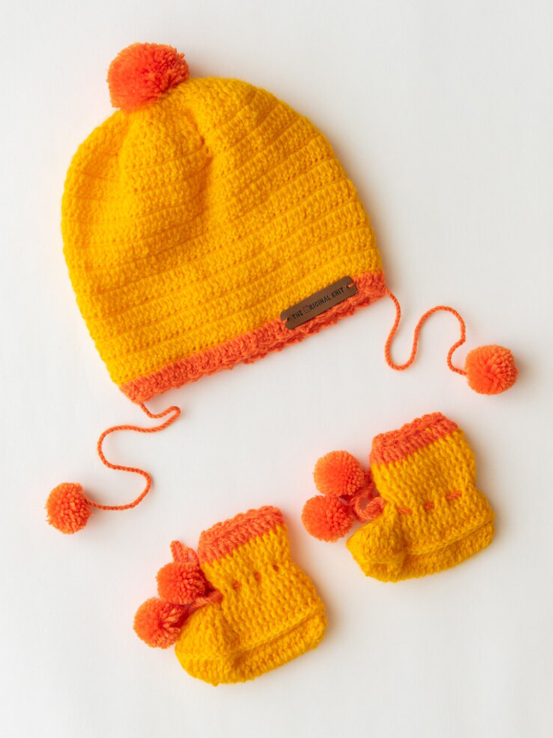 

The Original Knit Infant Kids Acrylic Cap With Booties, Yellow