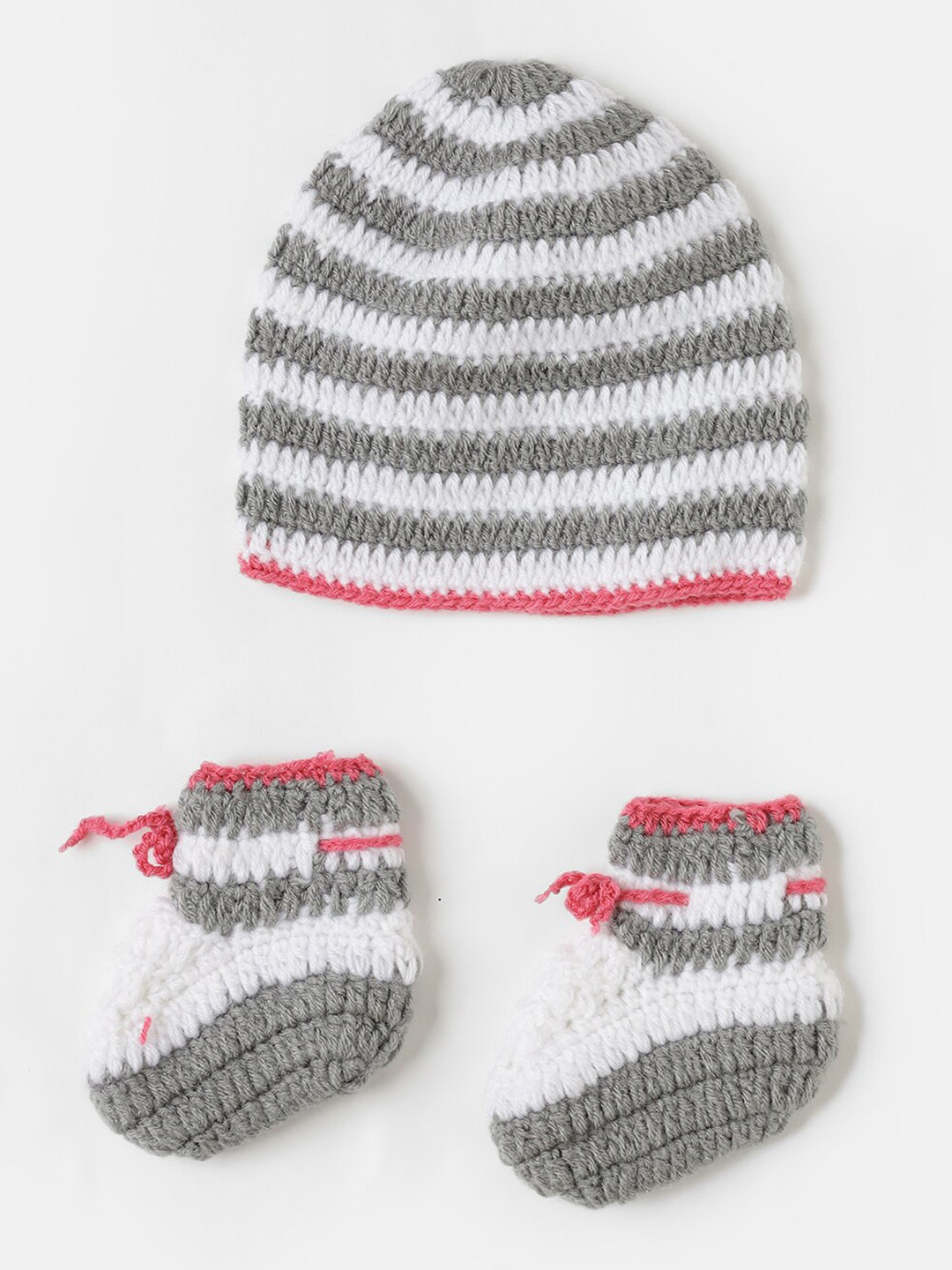 

The Original Knit Infant Kids Acrylic Beanie Cap With Booties, Grey
