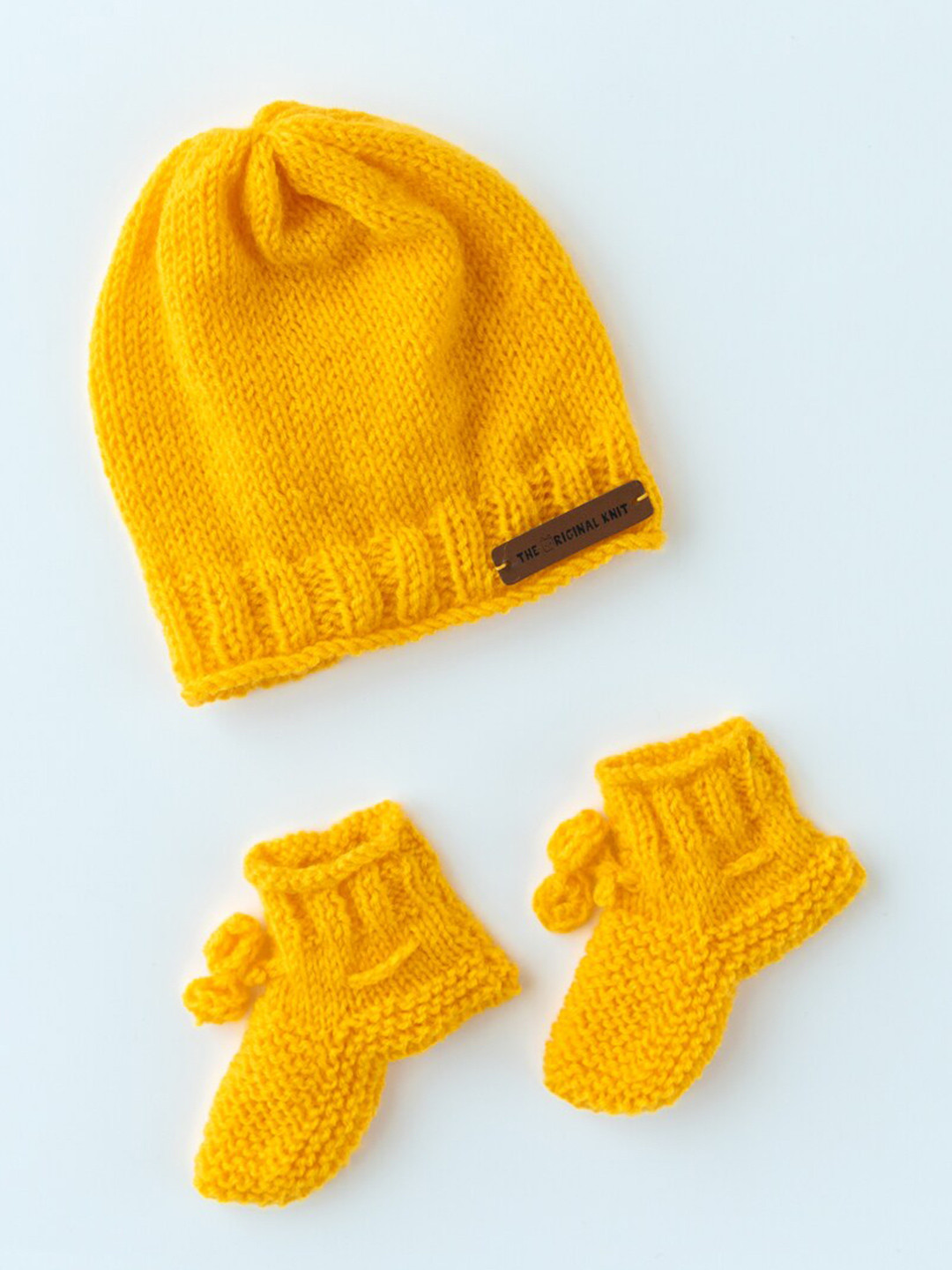 

The Original Knit Infant Kids Yellow Acrylic Beanie Cap With Socks