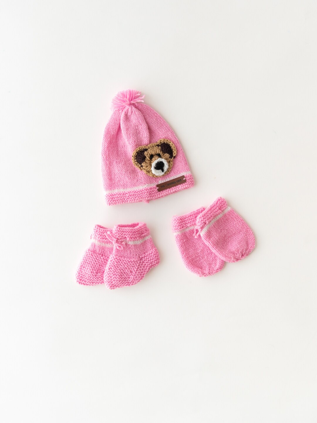 

The Original Knit Girls Beanie With Socks & Mittens, Pink