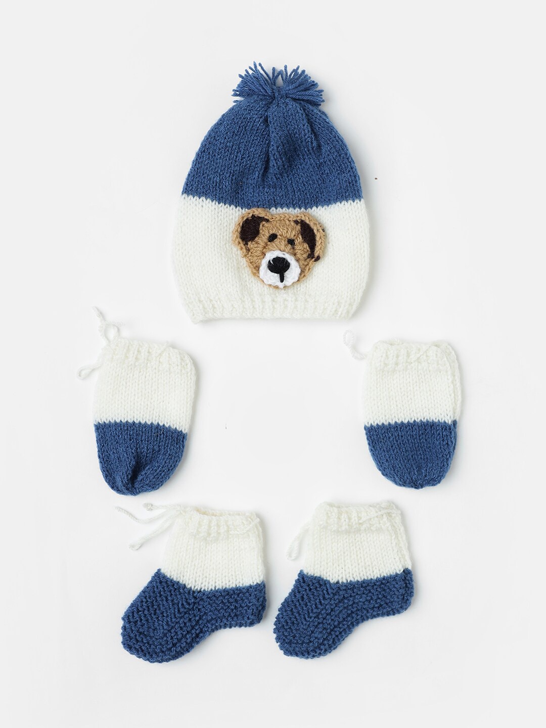 

The Original Knit Infant Kids Acrylic Cap With Socks & Mittens, Blue