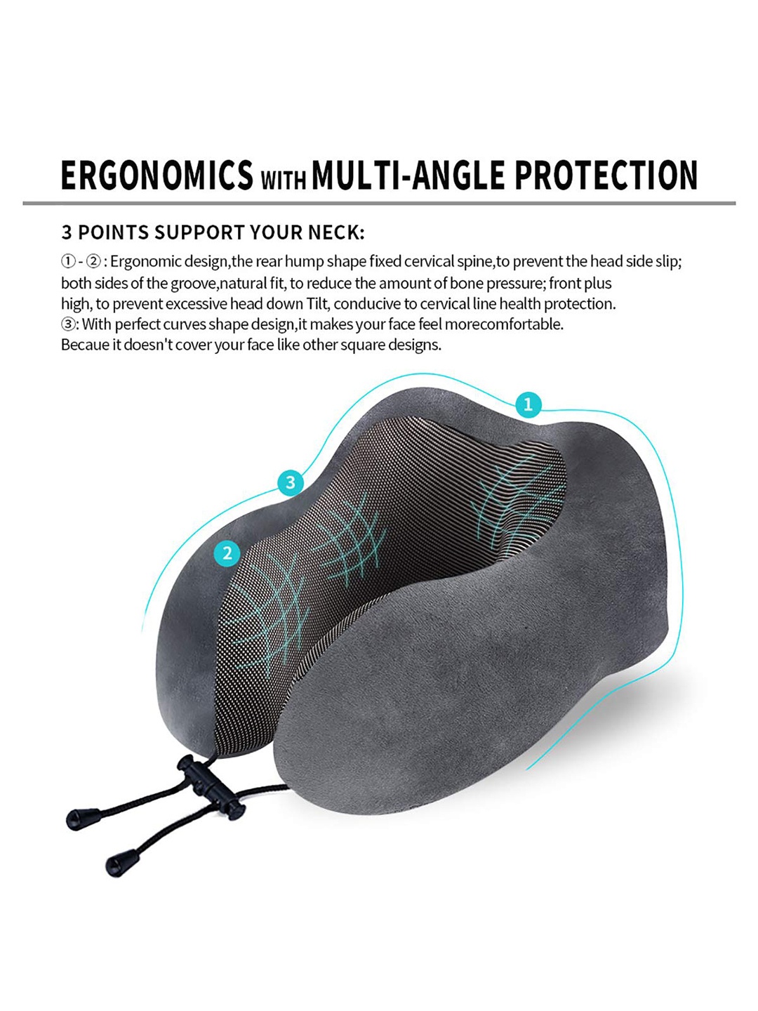 

SKYLOFTS Self-Design Memory Foam Travel Pillow, Grey