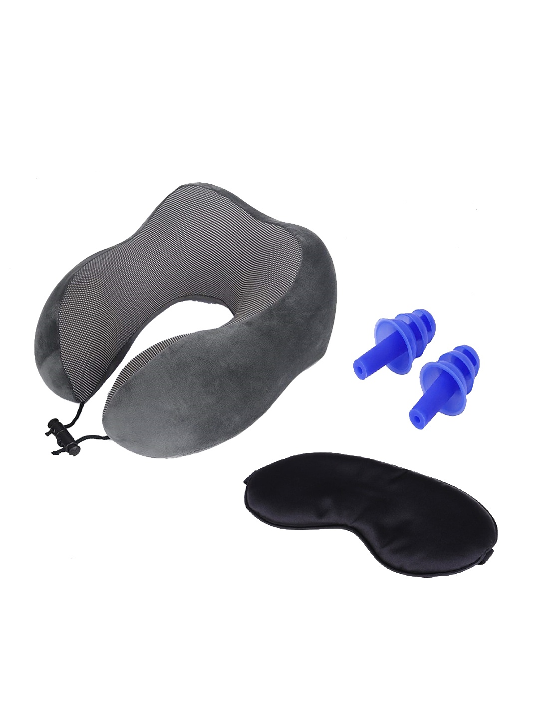 

SKYLOFTS Textured Memory Foam Travel Pillows With Sleep Mask & Earplug, Grey