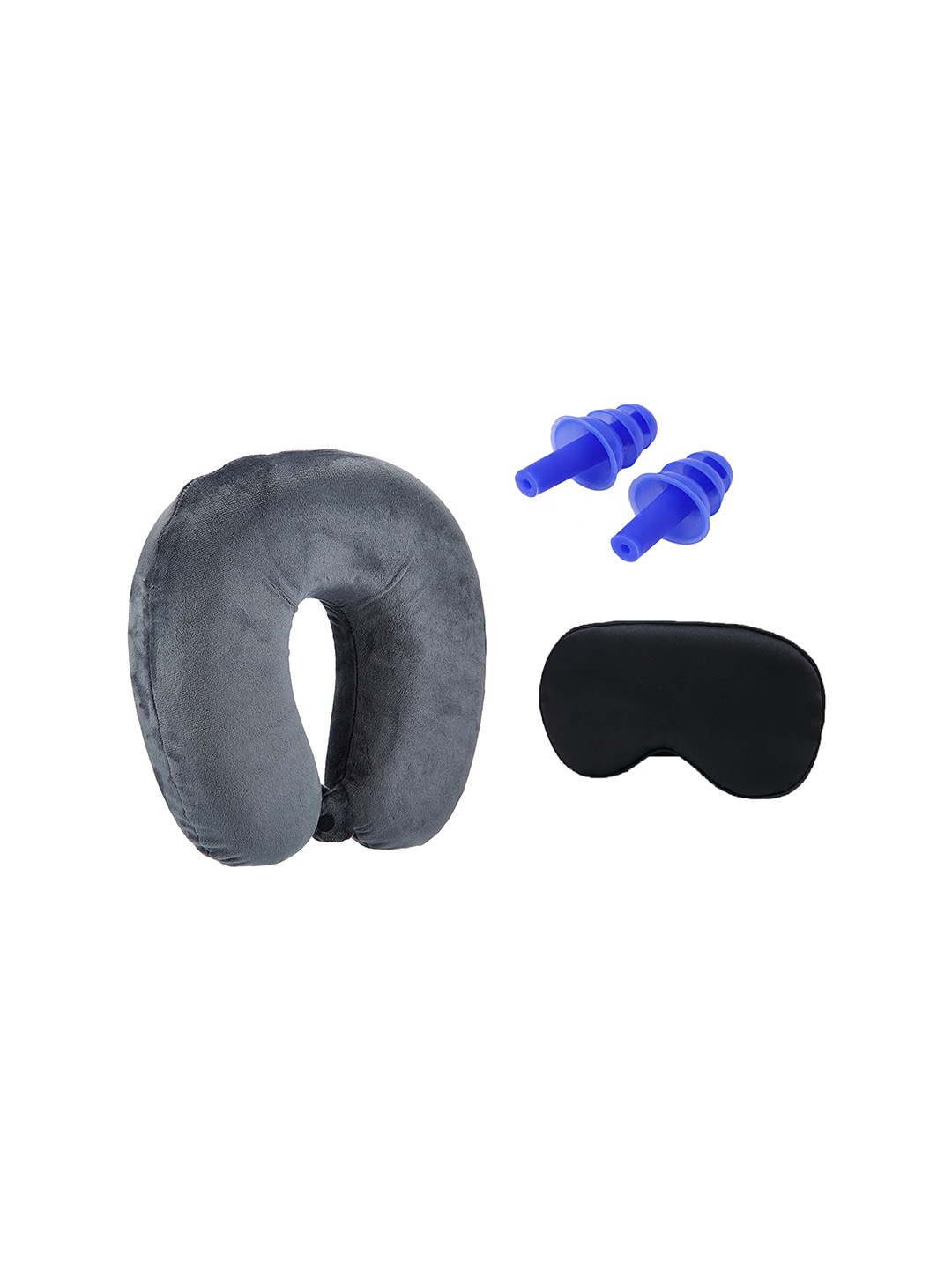 

SKYLOFTS Memory Foam Neck Pillow With Sleep Mask & Earplug Combo, Grey
