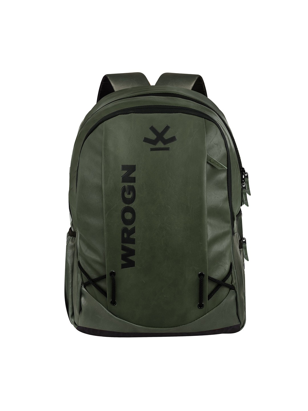 

WROGN Unisex Expandable Leather Backpack With Rain Cover, Olive