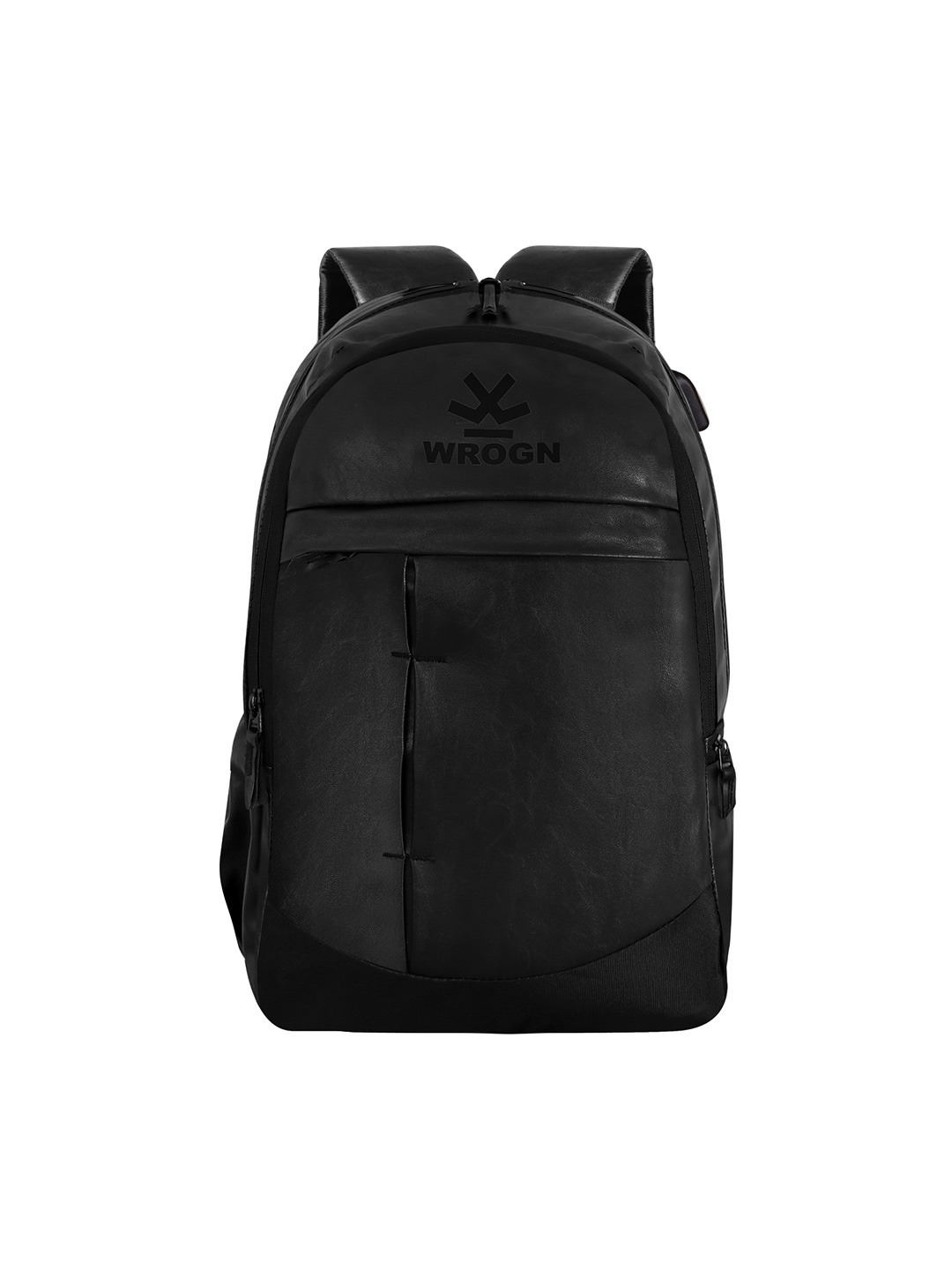 

WROGN Unisex Leather Backpack With Rain Cover, Black