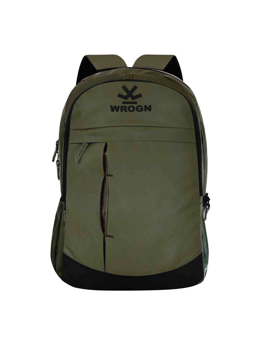 

WROGN Unisex Leather Backpack With Rain Cover, Olive