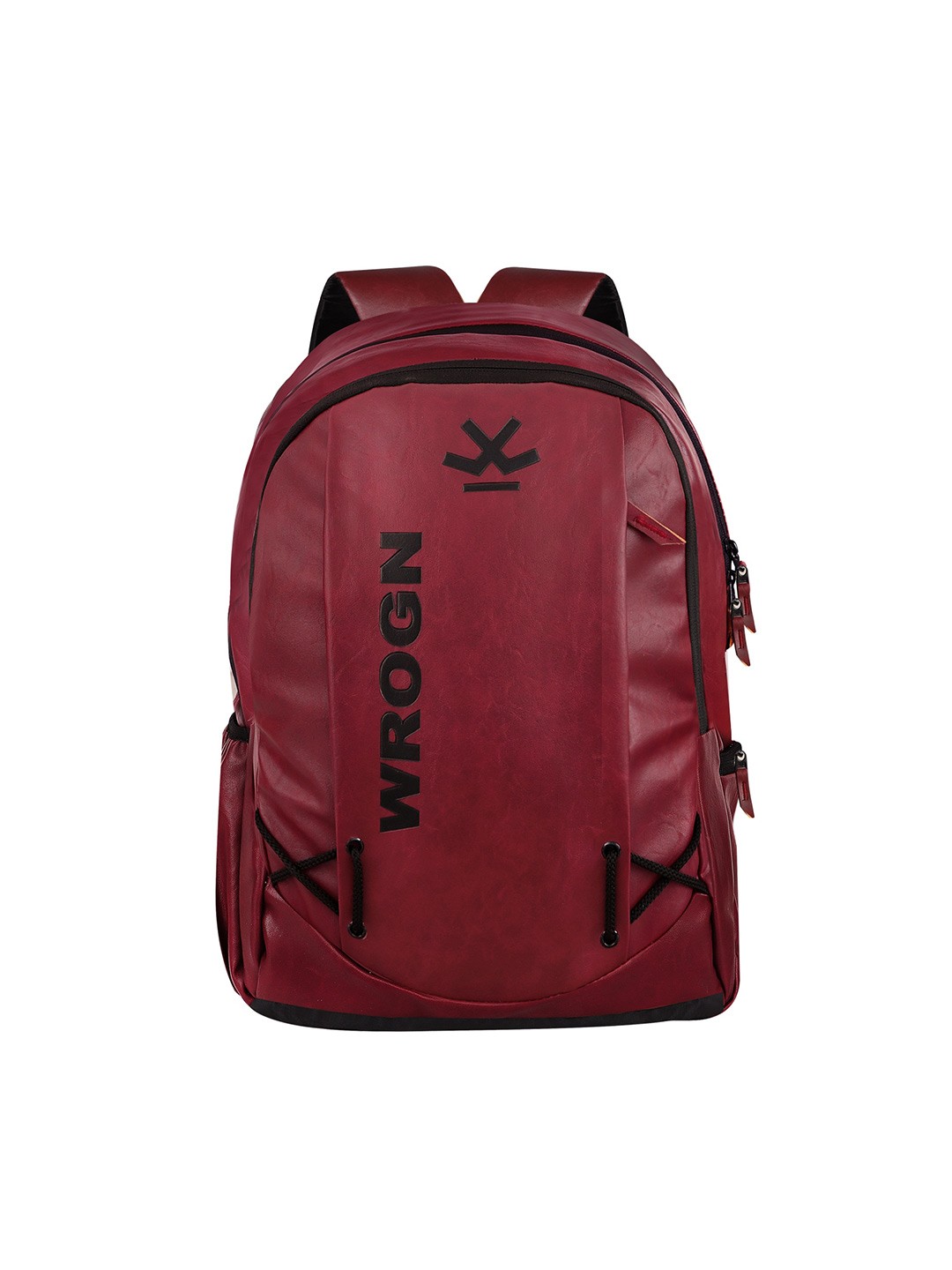 

WROGN Unisex Leather Brand Logo Backpack, Maroon