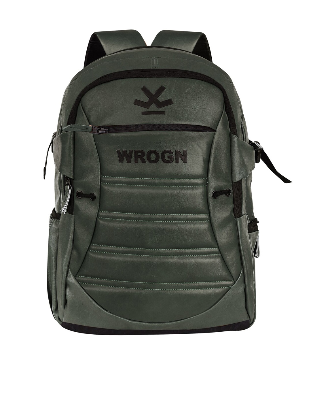 

WROGN Unisex Leather Backpack With Rain Cover, Olive