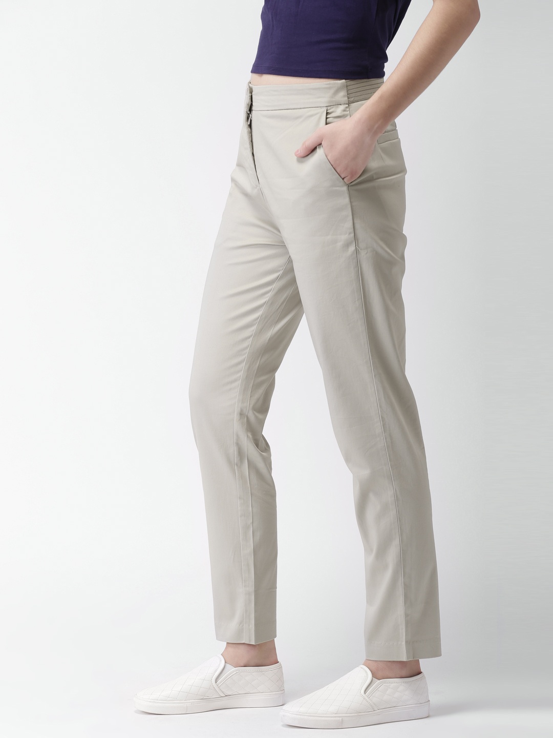 

Mast & Harbour Women Beige Regular Fit Solid Trousers