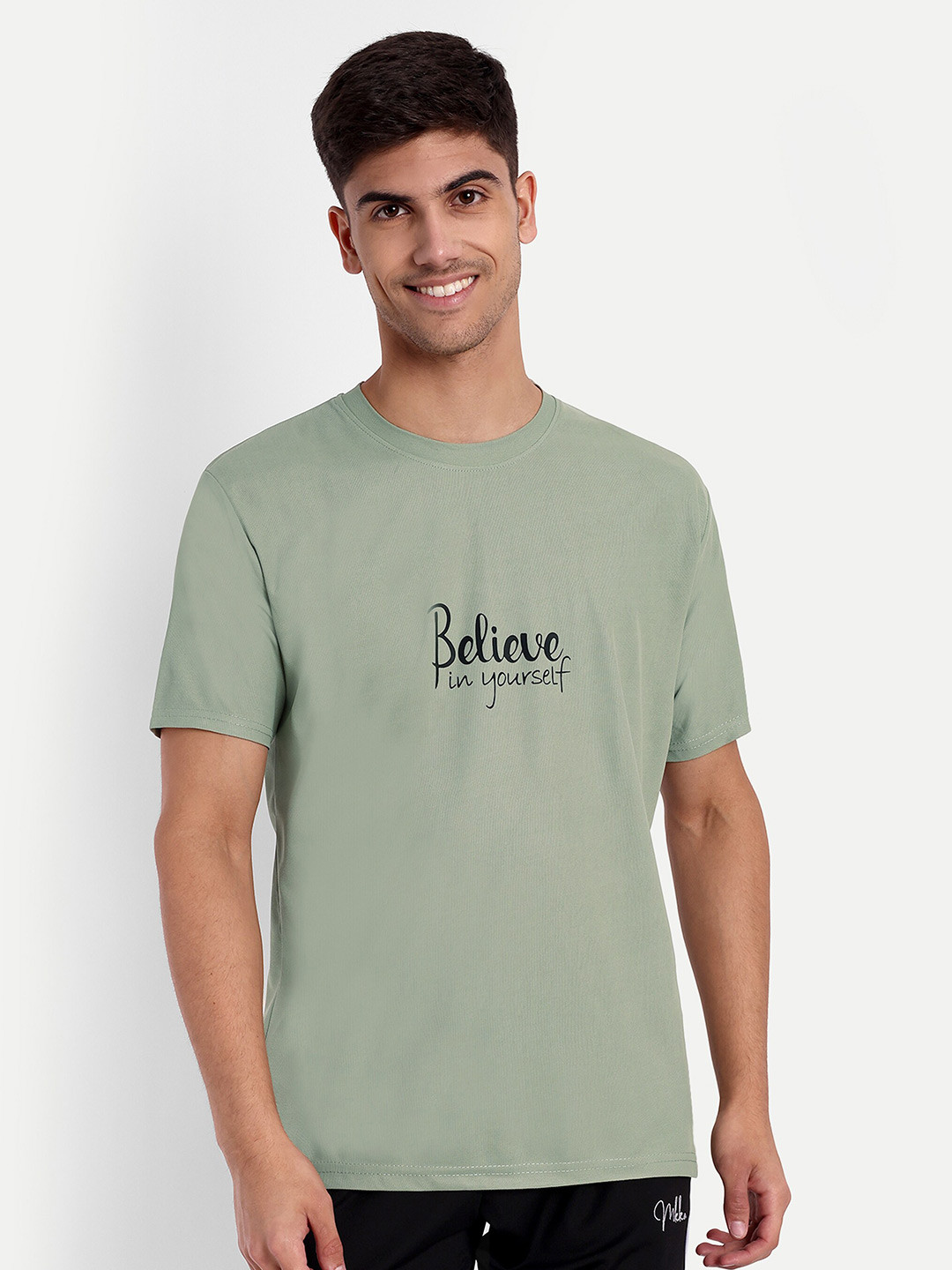 

Lyriss Typography Printed Dri-FIT Sports T-shirt, Green