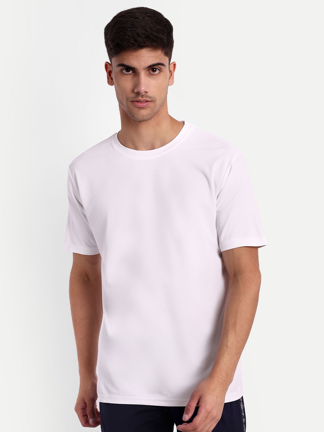 

Lyriss Round Neck Half Sleeve Dri-FIT Sports T-shirt, White