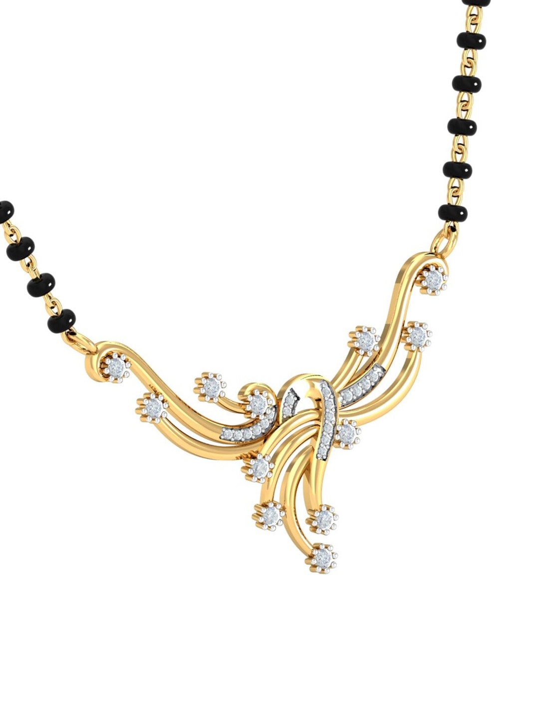 

KUBERBOX Rhodium-Plated 18KT Gold Diamond-Studded Mangalsutra-3.08 gm