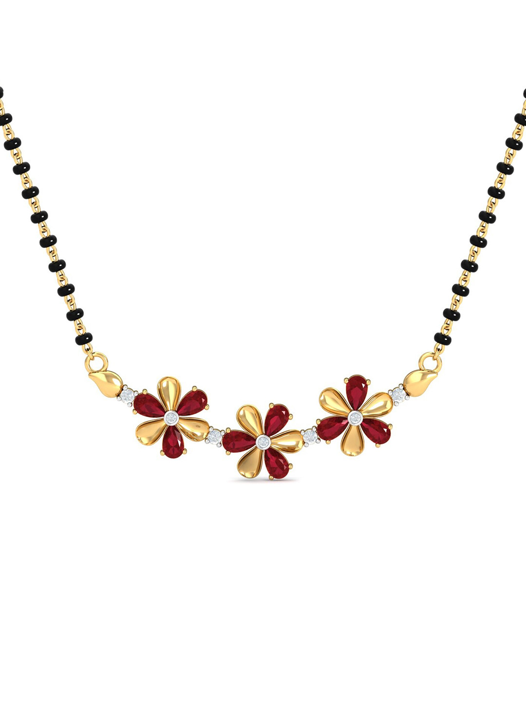 

KUBERBOX Kanaka 18KT Gold Diamond-Studded & Ruby Mangalsutra Pendant-2.98gm