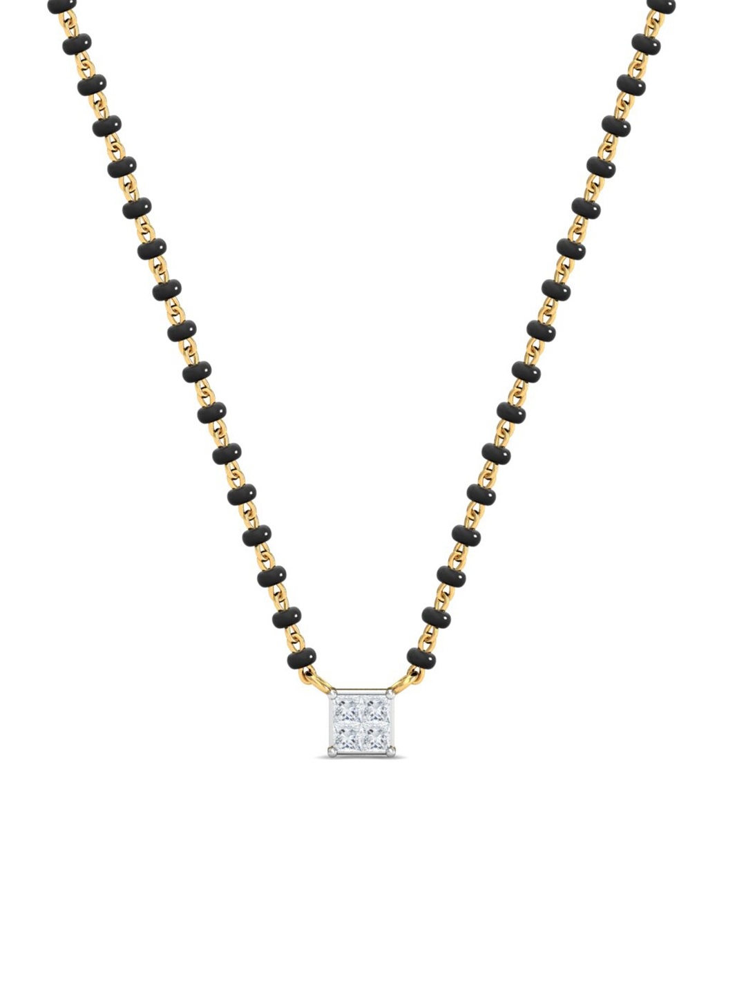 

KUBERBOX Laurentine Solitaire 18KT Gold Diamond-Studded Mangalsutra Pendant-0.56gm