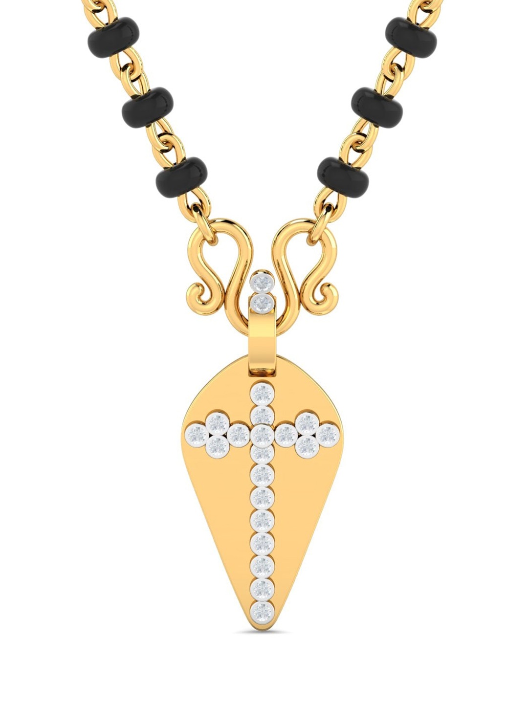

KUBERBOX Ela Cross Minnu 18KT Gold Diamond-Studded Mangalsutra Pendant-0.99gm